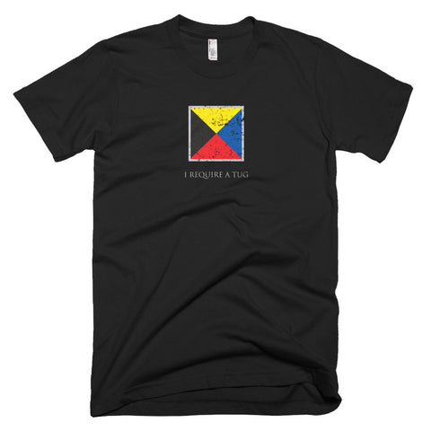 I Require A Tug - Signal Flag T-Shirt (dark / distressed)