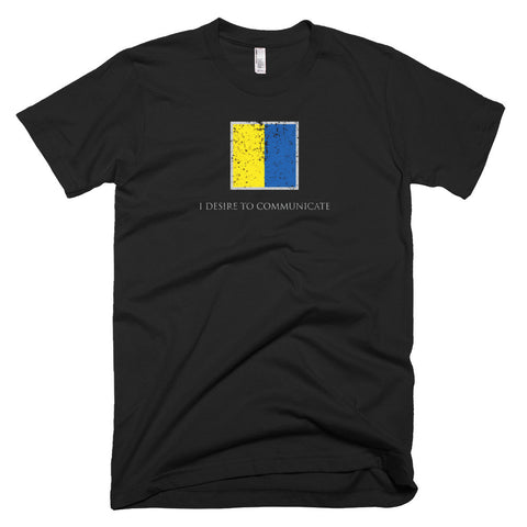 I Desire To Communicate - Signal Flag T-Shirt  (dark / distressed)